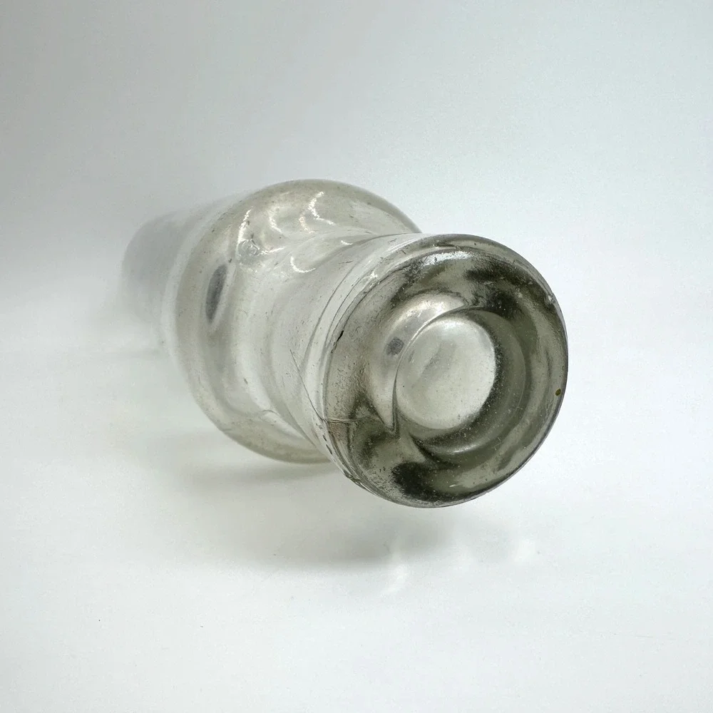 Vintage Glass Rolling Pin Clear Original Metal Cap Hollow Pastry Rustic Kitchen